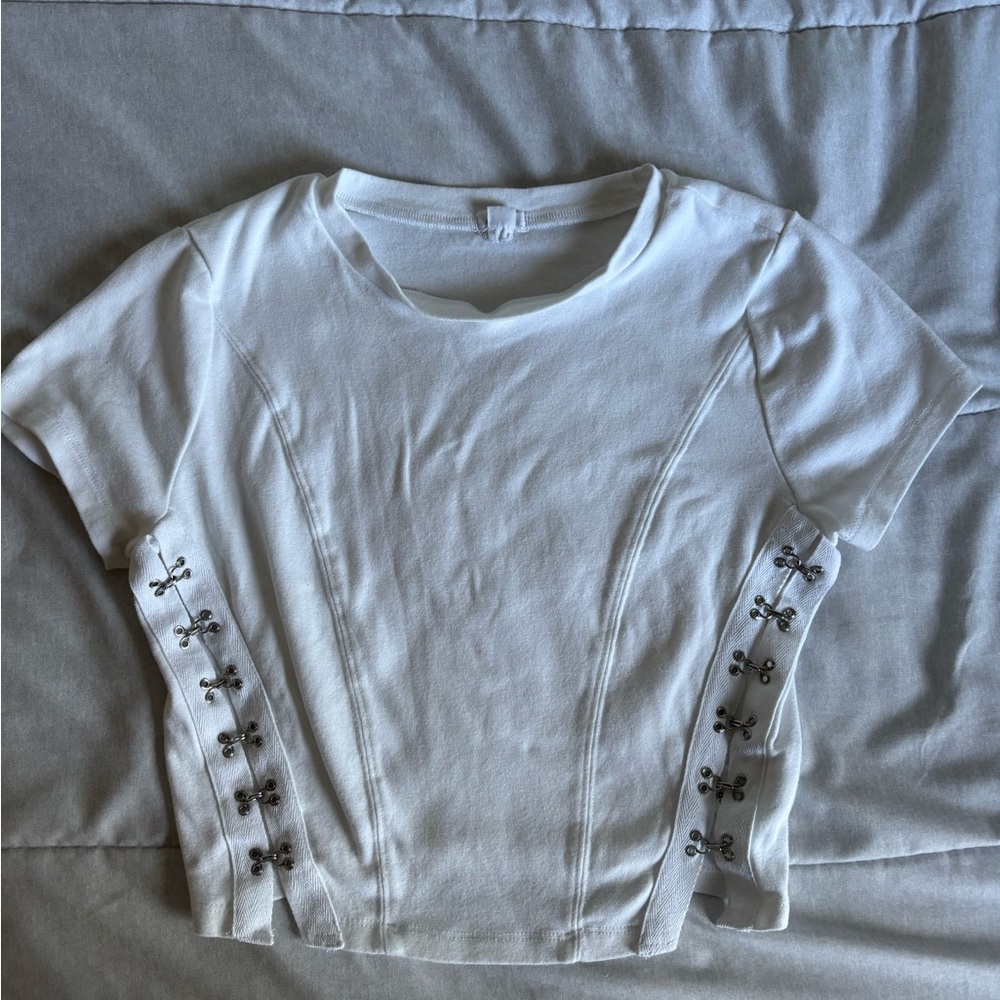 Garage Clothing White Crop Top with Side Details